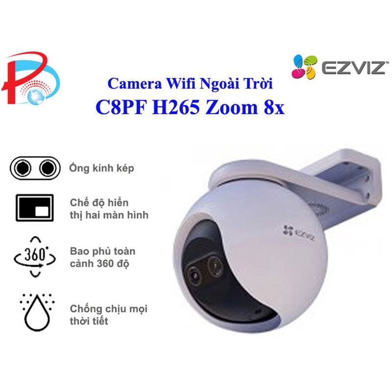 Camera Wifi Ngoài Trời EZVIZ C8PF Zoom 8x, Quay Quét 360 độ, Có Màu Đêm - Hàng Chính Hãng