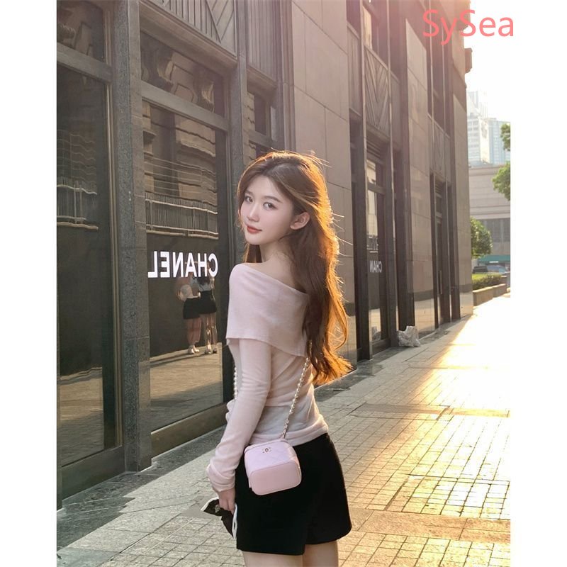 Áo Kiểu Trễ Vai Màu Sắc Trơn Phong Cách Pháp Thời Trang Mùa Thu Quyến Rũ Cho Nữ