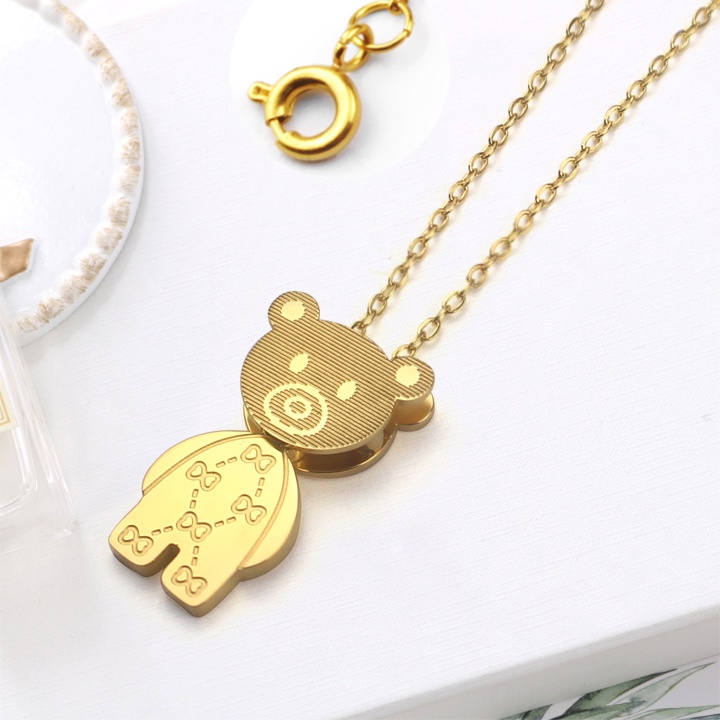 Dây chuyền nữ titan con gấu khóa tròn siêu đẹp, bền màu, hợp thời trang