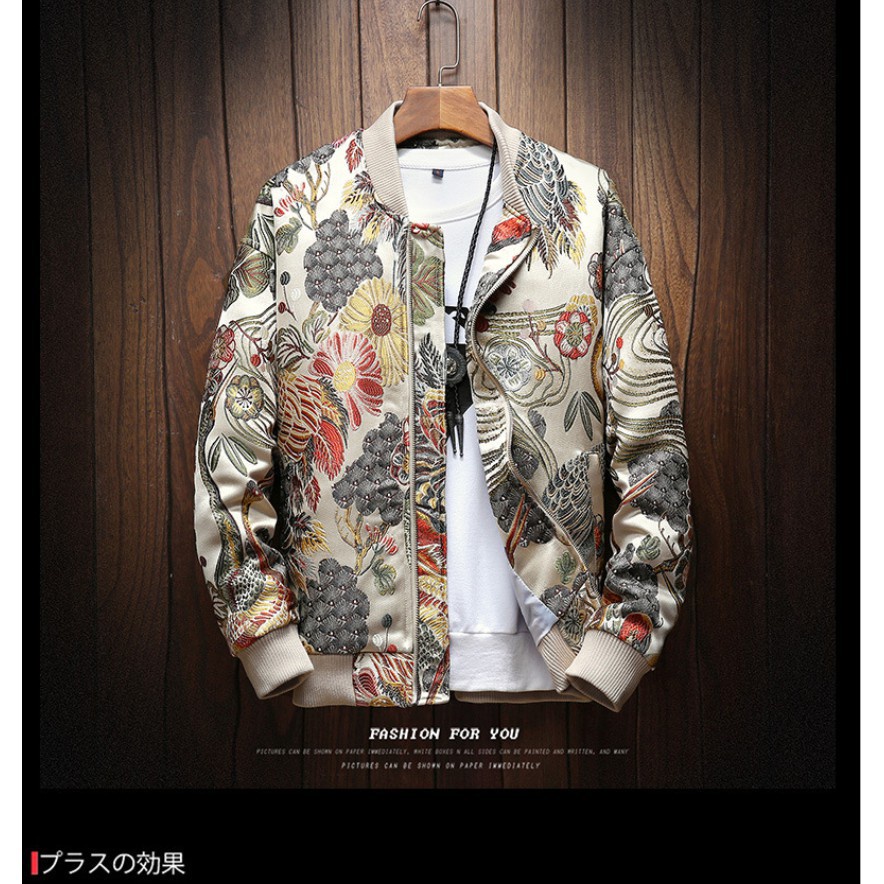 Áo Khoác Bomber Chất Da Thêu Họa Tiết Màu Vàng Sang Trọng Thời Trang Cho Nam Size S-3Xl