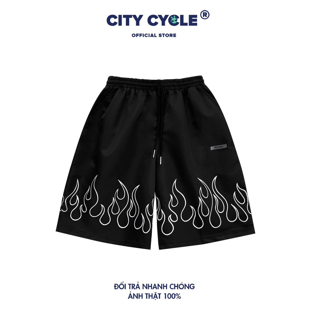Quần short local brand phản quang Fire City Cycle in lửa unisex form rộng nam nữ oversize