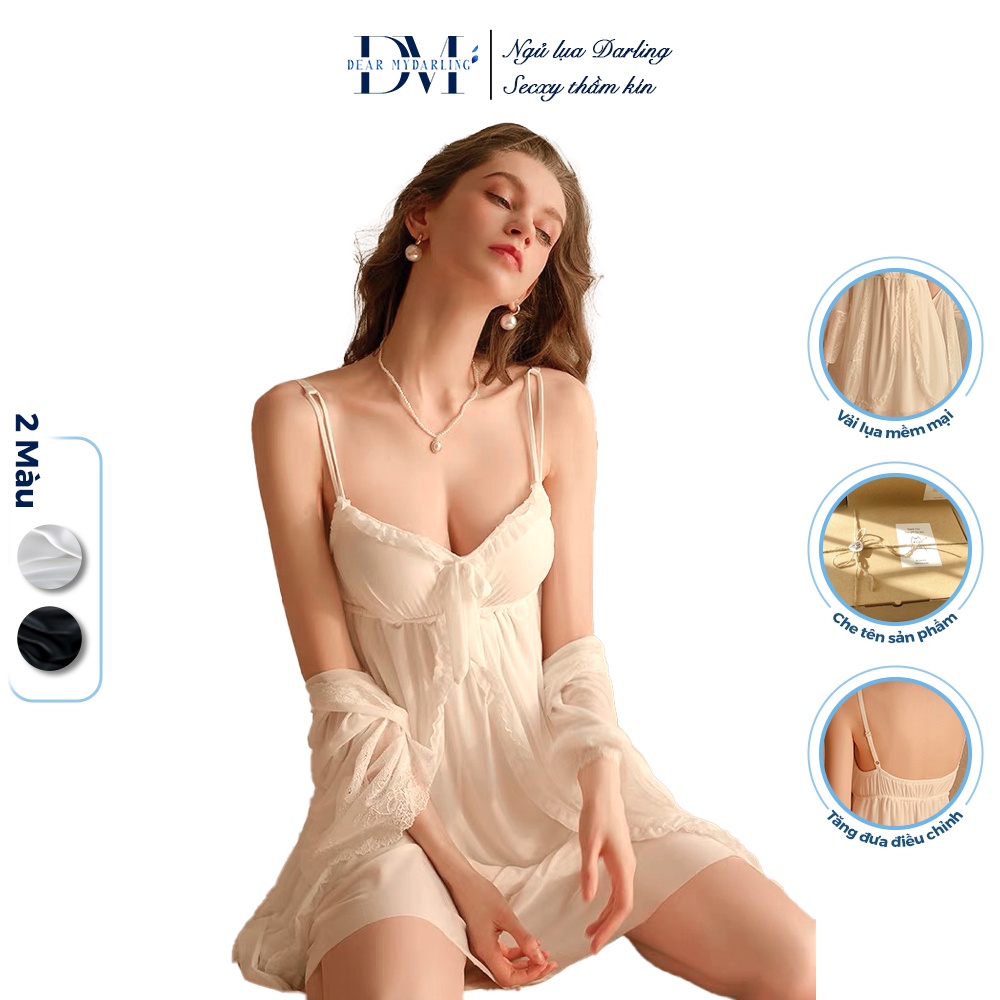 Váy Ngủ Quyến Rũ DEAR MYDARLING Phối Ren 3 Lớp Có Mút Đệm - M16