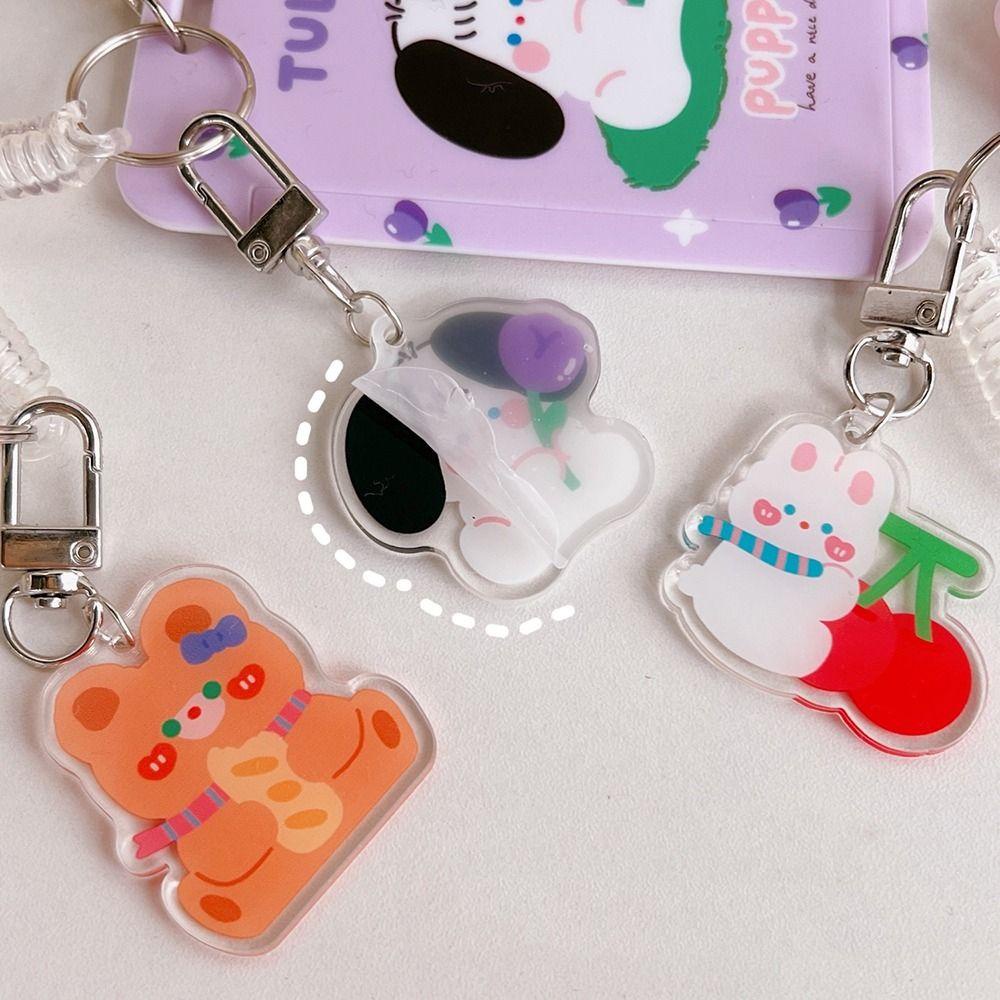 FALLFORBEAUTY Móc Khóa Có Ngăn Đựng Thẻ Họa Tiết Hoạt Hình Dễ Thương Cho Học Sinh Giá Đỡ