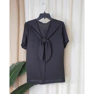 Bigsize công sở - Áo Nơ Cổ Thủy Thủ - Đen