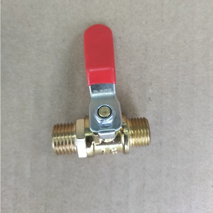 Van khóa đồng tay gạt, ren ngoài một đầu14mm, một đầu 13mm