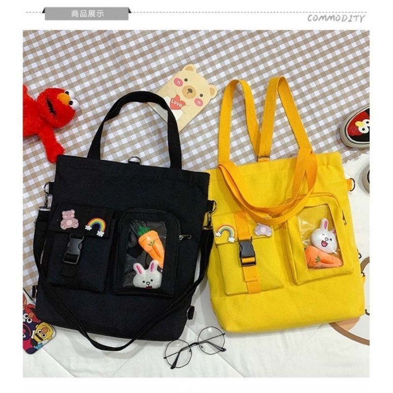 Túi tote đeo chéo, túi tote vải bố phong cách Hàn Quốc