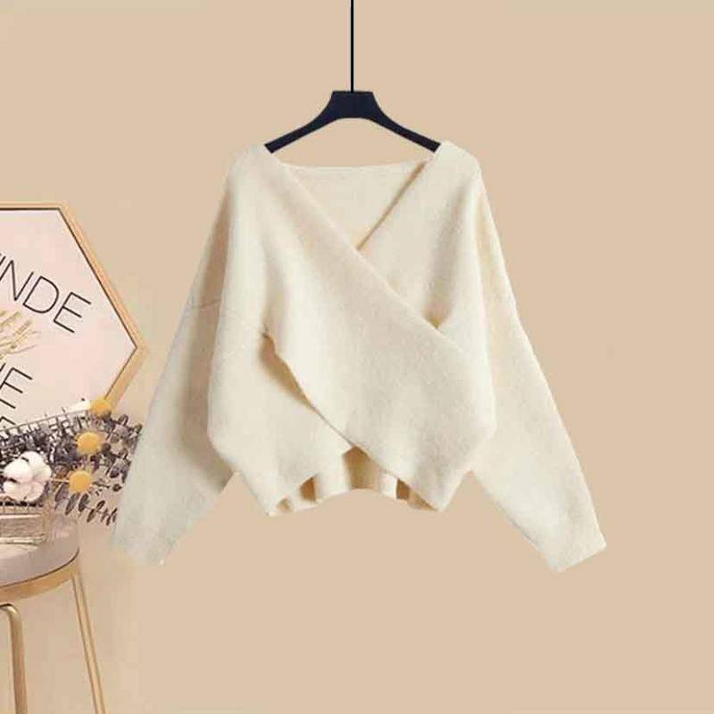 Bộ Áo Sweater Dáng Ôm Phối Chân Váy Denim Phong Cách Phương Tây Thời Trang Mùa Thu Mới Cho Nữ