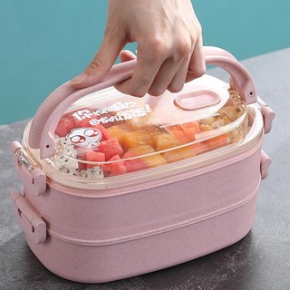 Hộp Cơm Lúa Mạch 2 Tầng Hàn Quốc - Cặp Lồng Cơm Giữ Nhiệt Văn Phòng