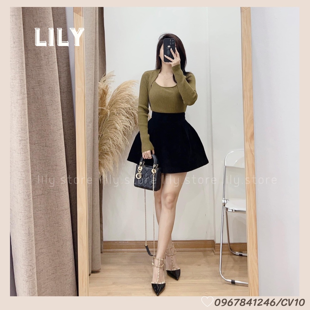Chân váy nhung, Chân váy nhung xòe bồng cạp cao có lót trong đủ size s,m,l CV10 LILY