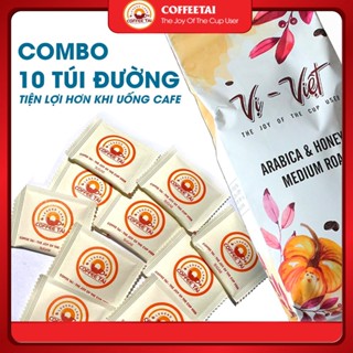 Đường que cafe combo 10 đến 50 túi dùng pha cà phê mộc sạch rang xay nguyên chất COFFEETAI