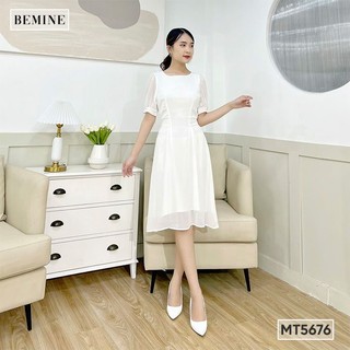 Đầm suông basic cột nơ sau bemine mt5676