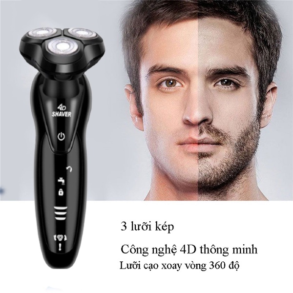 Máy Cạo Râu Shaver 4D [BH 12 THÁNG] – Máy Cạo Râu Đa Năng SK1588 Mini Nam Máy Cạo Thông Minh , Tỉa Lông Mũi Tăng Đơ