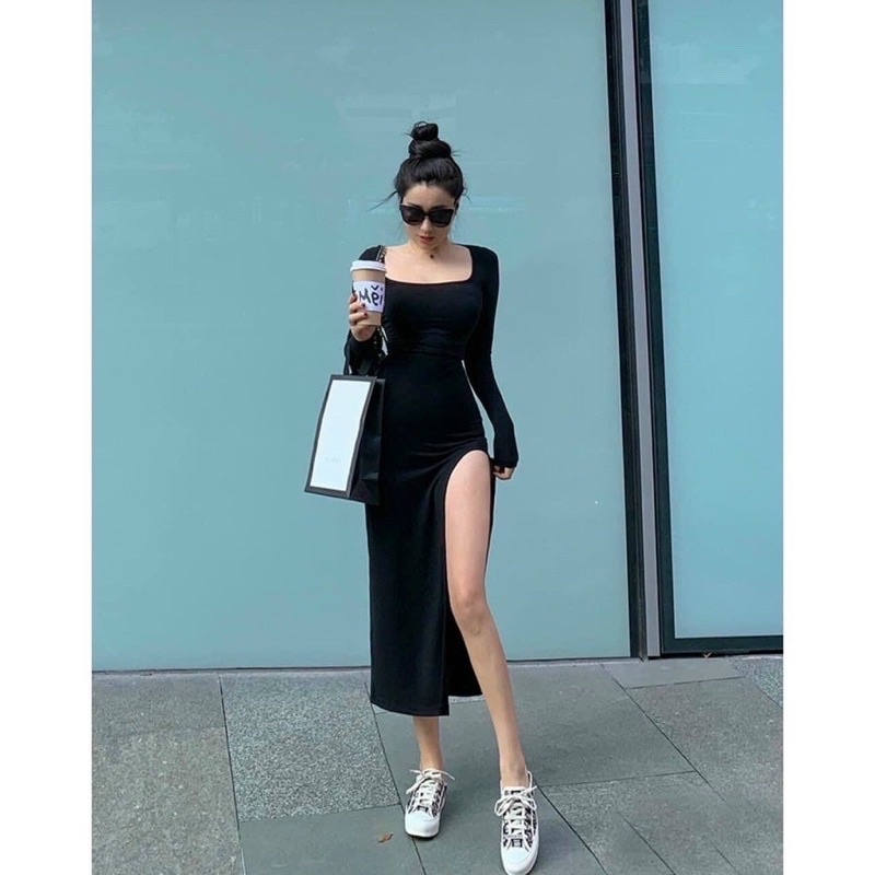 Đầm Body bigsize Xẻ Đùi Siêu Hack Dáng