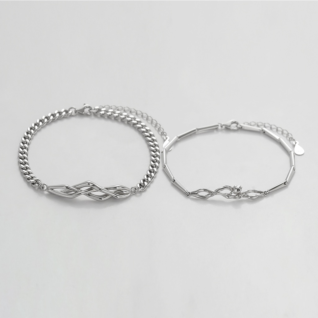 Vòng tay mạ bạc 925 thiết kế đơn giản thời trang cho cặp đôi nam nữ kiểu dáng ROSE