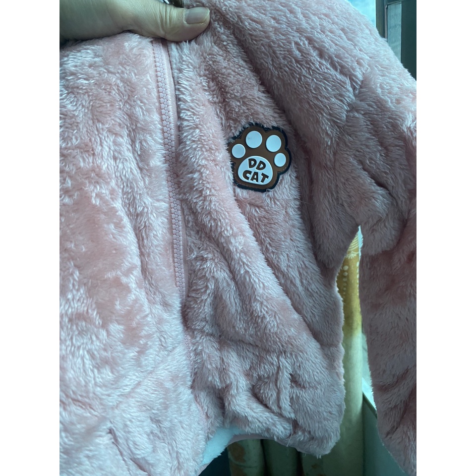 Áo khoác lông cừu tai gấu cho bé, áo khoác lông 2 lớp siêu ấm cho bé trai bé gái