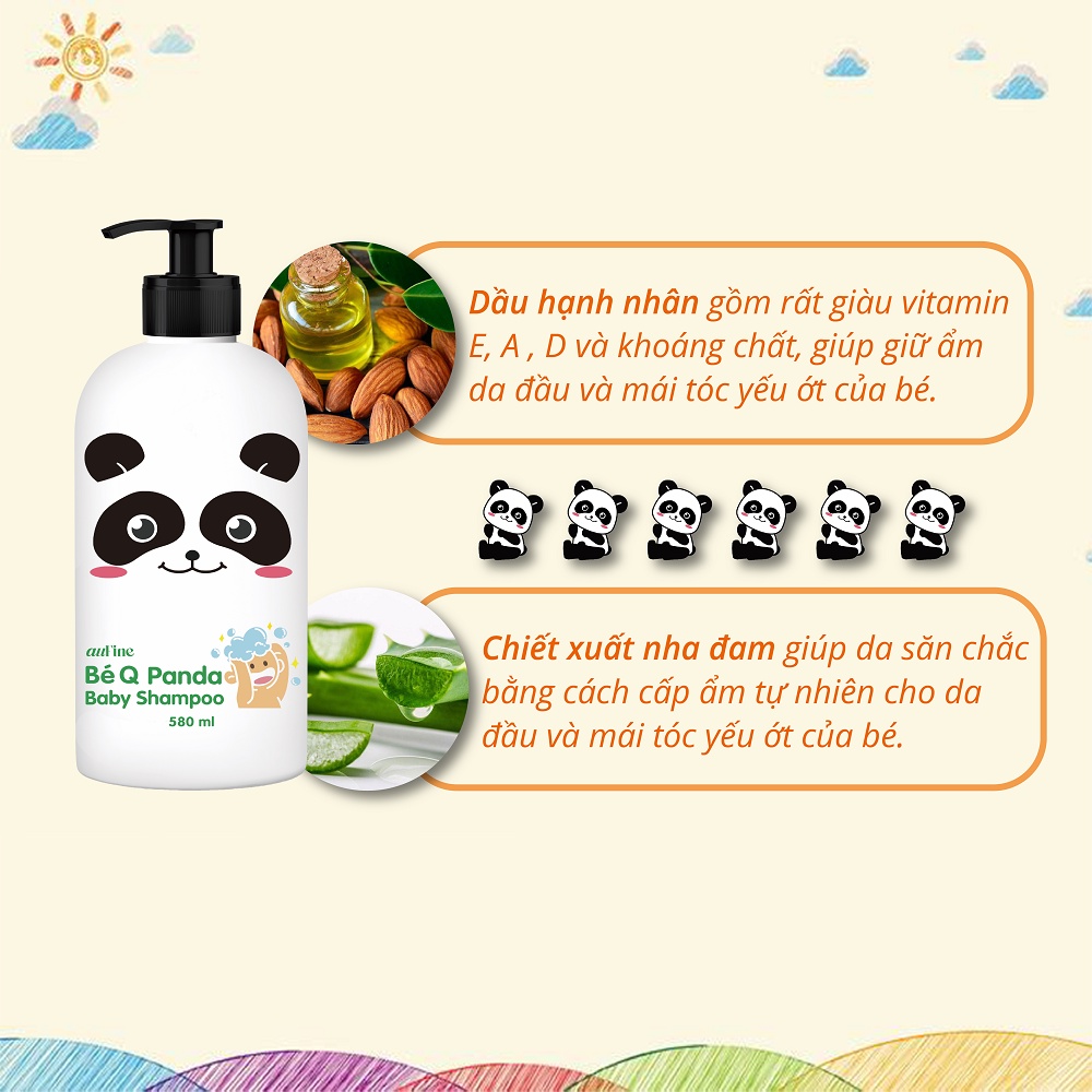 Dầu gội trẻ em Bé Q Panda 580ml + Sữa tắm trẻ em Bé Q Duck 600ml