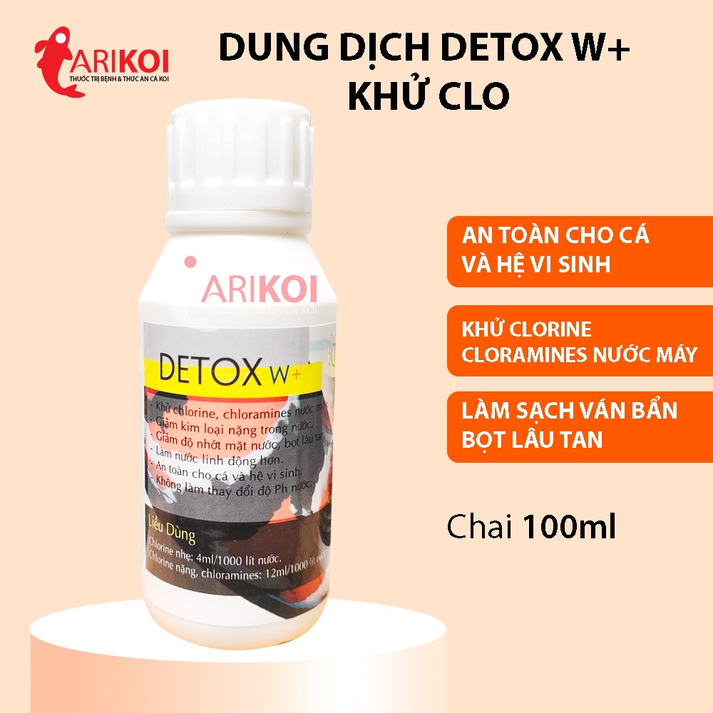 Dung dịch khử clo cho bể cá, giảm kim loại nặng hồ cá Koi, khử Clo trong nước máy nuôi cá dung tích 100ml