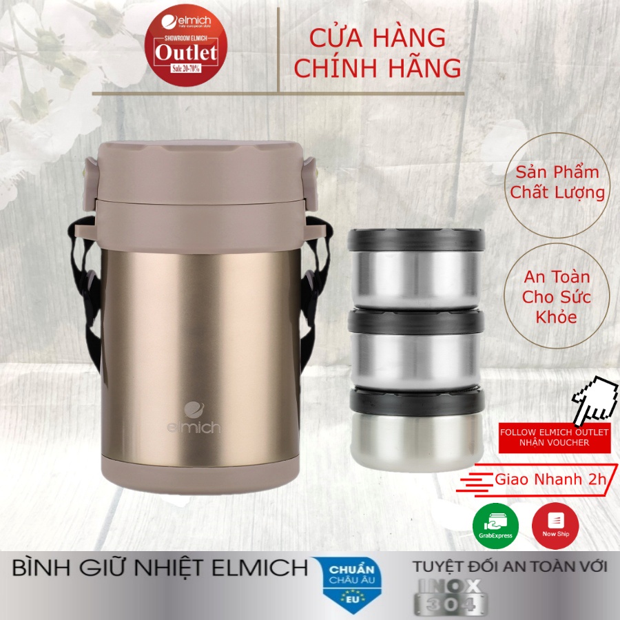 Hộp Cơm Giữ Nhiệt Văn Phòng Inox 304 Emich EL8293 dung tích 1.8 Lít