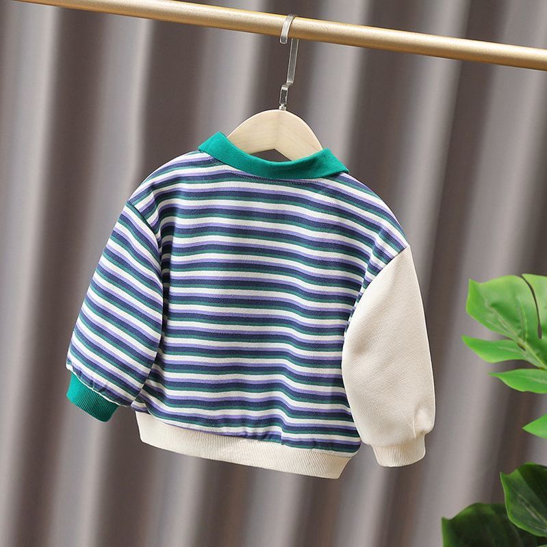 Áo sweater Polo Tay Dài Nhuộm Màu 100% cotton Thời Trang Thu Đông Mới 2022 Cho Bé Trai