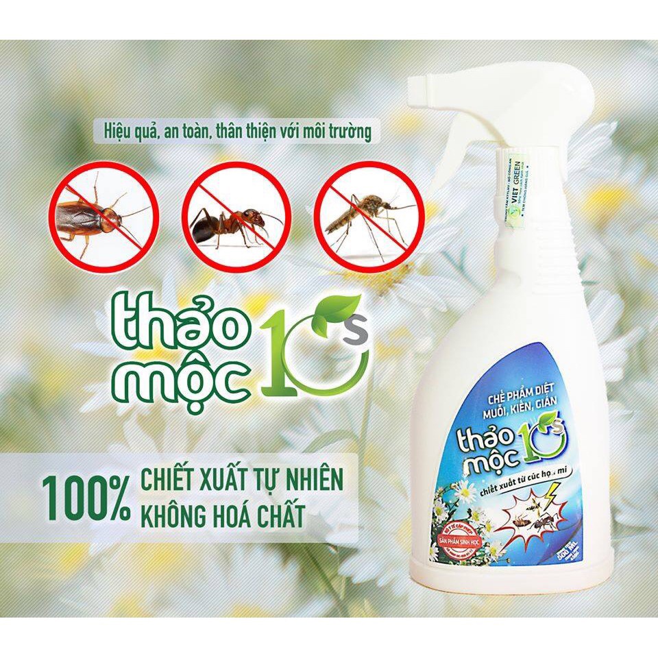 Chai xịt diệt muỗi gián kiến Thảo Mộc 10s chiết xuất thiên nhiên an toàn cho bé  - Hương Chanh Sả