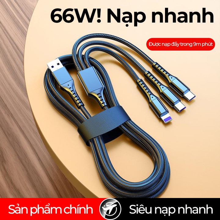 Dây Sạc Dây Cáp Sạc 3 Đầu đa năng 3in1 dùng
