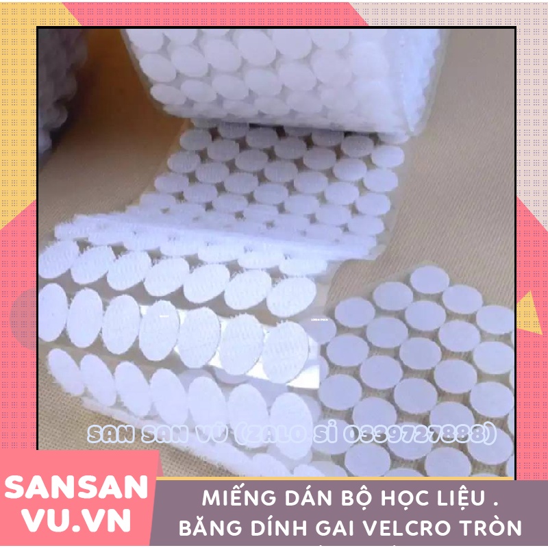 Miếng Dán Bộ Học Liệu Bóc Dán , Băng Dính Gai Velcro Tròn, Khóa Nhám Có Sẵn Keo Dán Các Loại