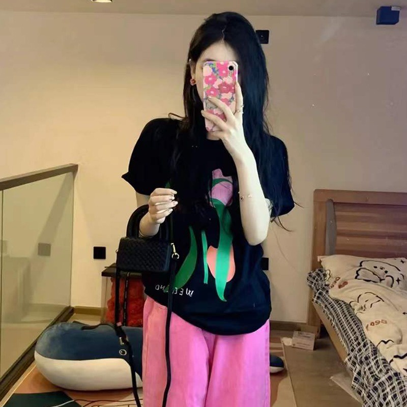 NRVP Áo Thun Unisex Mùa Hè Dáng Suông Tay Cộc Phong Cách Hàn Quốc Cho Nam Nữ