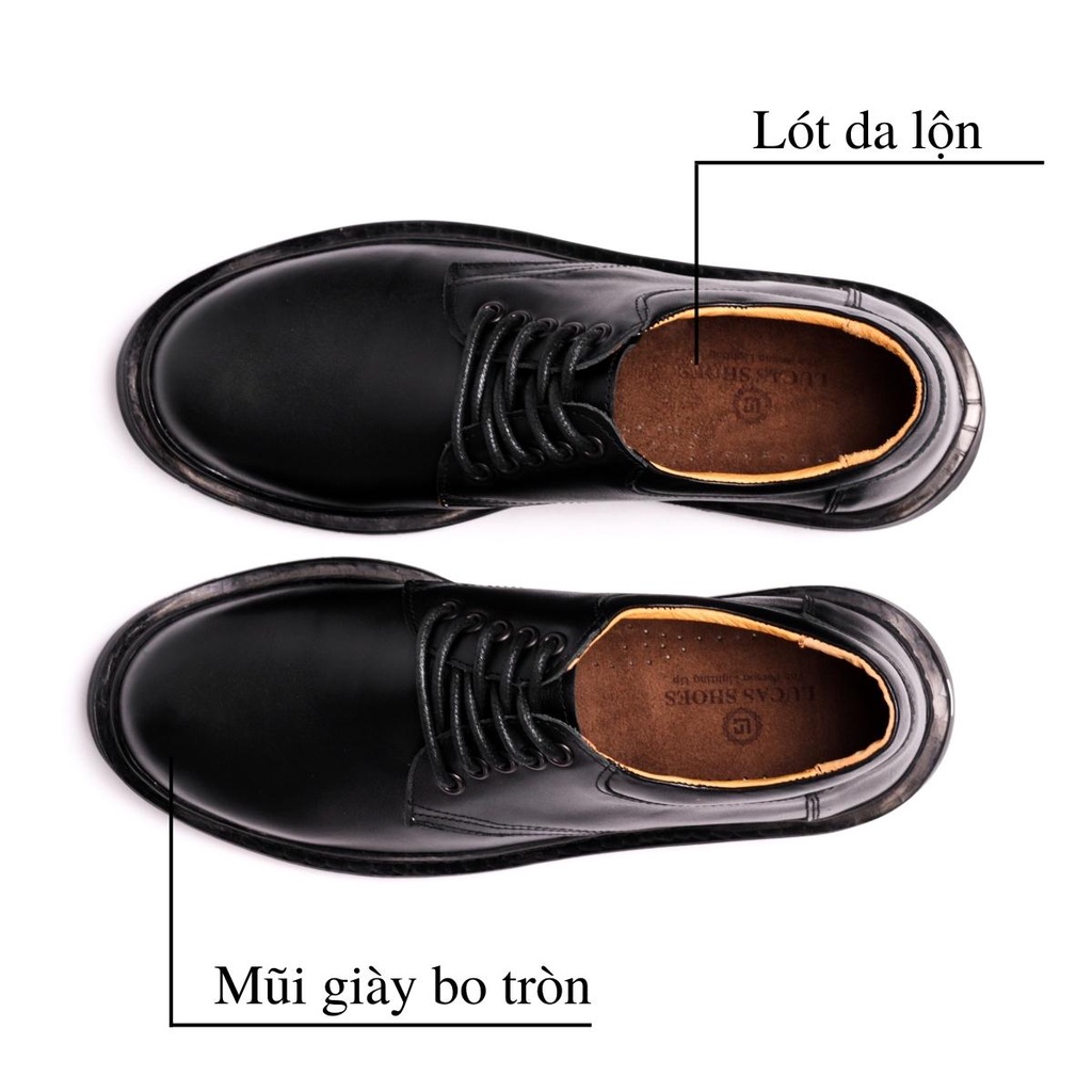 Giày tây nam, giày da Dr.8053 FULL BLACK da bò Nappa, Lucas Shoes bảo hành 1 năm | BigBuy360 - bigbuy360.vn