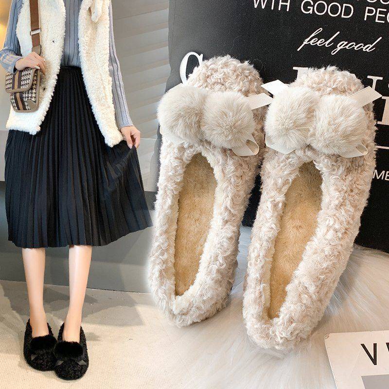Giày Lười Lót Nhung Thời Trang Mùa Đông Cho Nữ