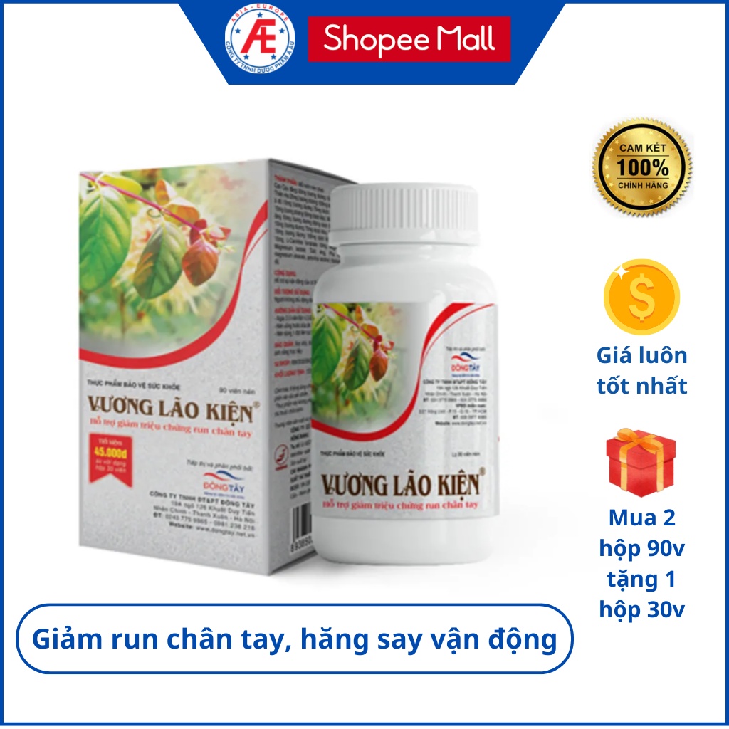 Vương Lão Kiện - hỗ trợ giảm run tay chân, hộp 90 - 180 viên