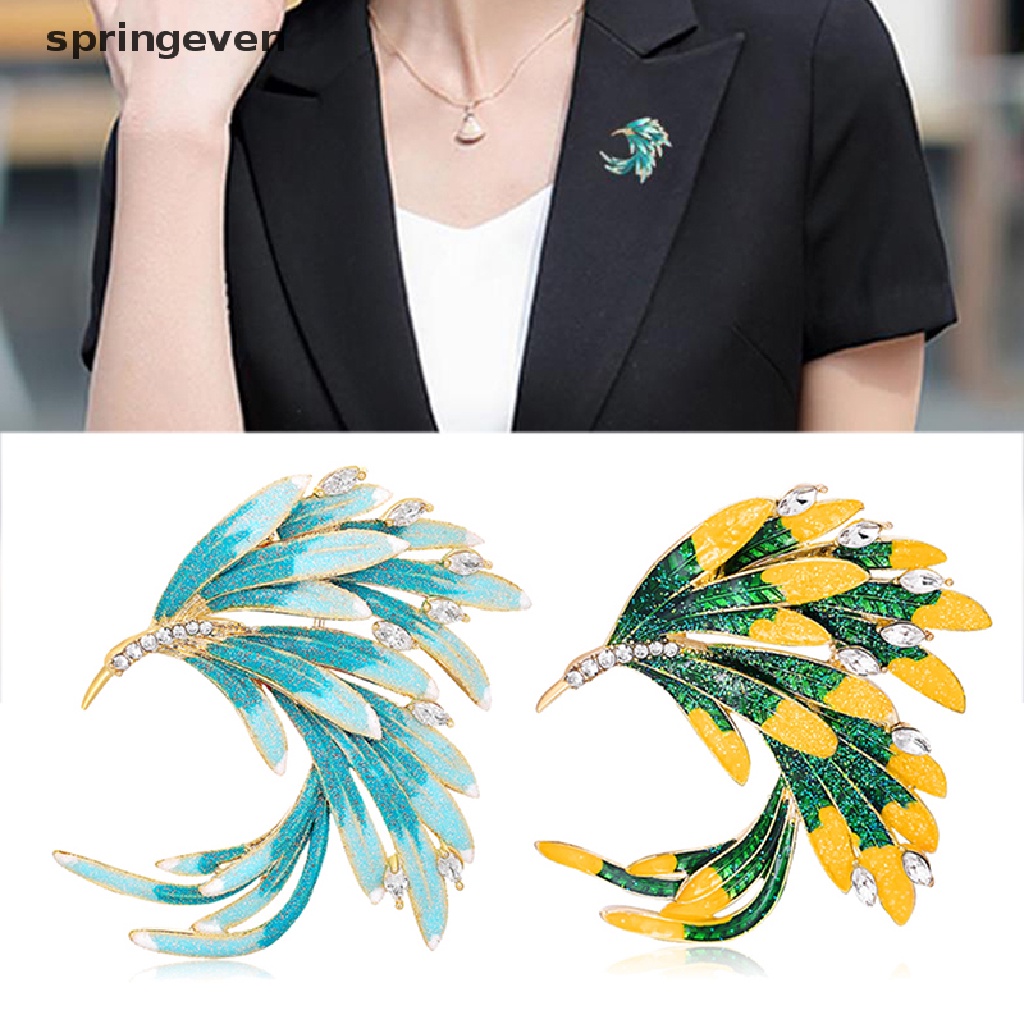 Trâm Cài Áo Hình Chim Phượng Hoàng Đính Pha Lê Tráng Men Thời Trang Cho Nữ