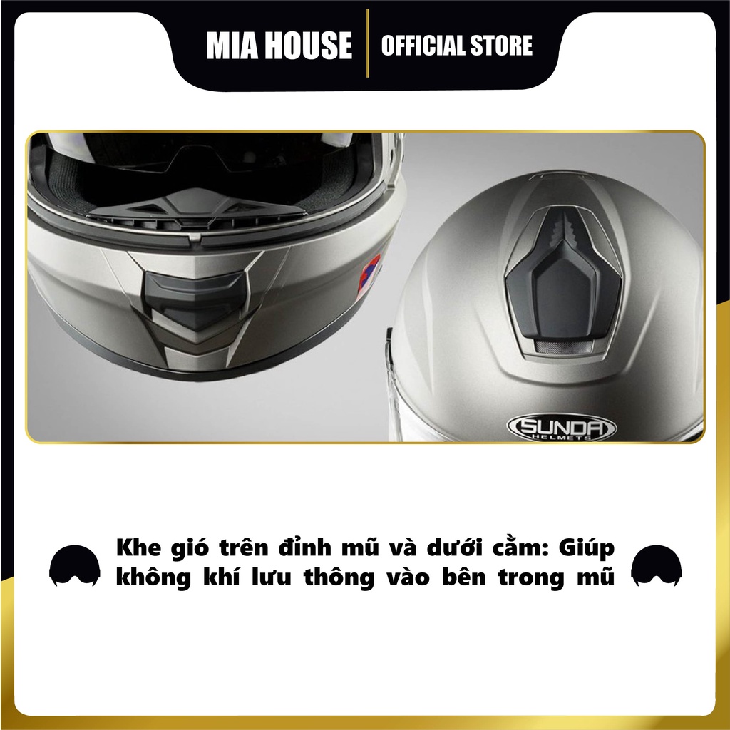 Mũ bảo hiểm trùm đầu fullface 2 kính SUNDA 823 - bảo vệ mắt tối ưu khỏi tia UV