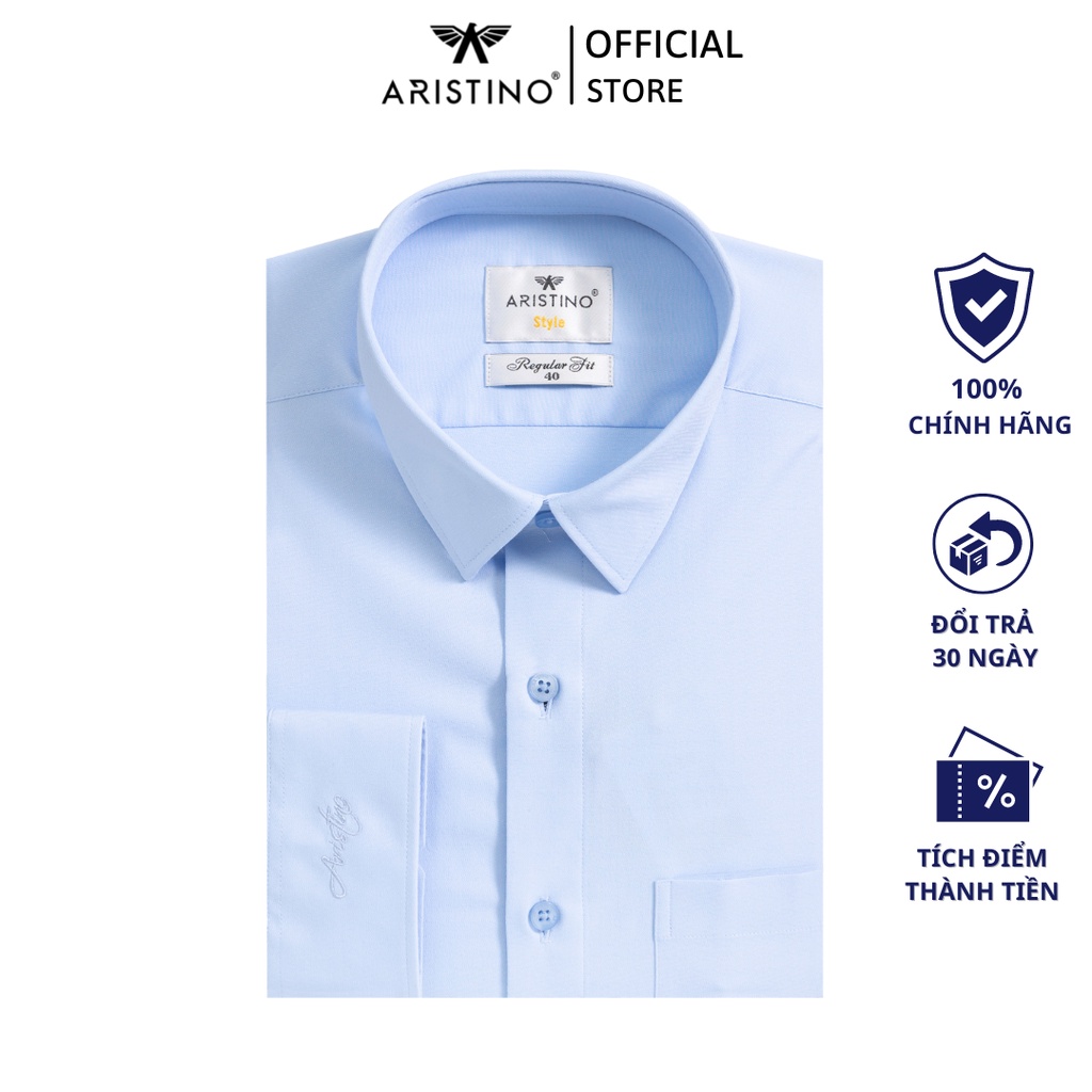 Áo sơ mi dài tay nam ARISTINO họa tiết xanh solid dobby thanh lịch, nhã nhặn- ALS10502