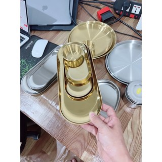 Hộp Đựng Bông Cồn  SPA , Khay Inox Chén Bát Mạ Vàng Spa Đĩa Vàng
