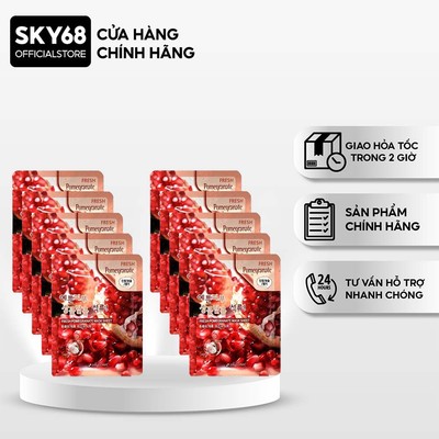 Combo 10 Mặt nạ dưỡng trắng da chống lão hóa chiết xuất lựu 3W Clinic Fresh Pomegranate Mask Sheet 23ml x 10