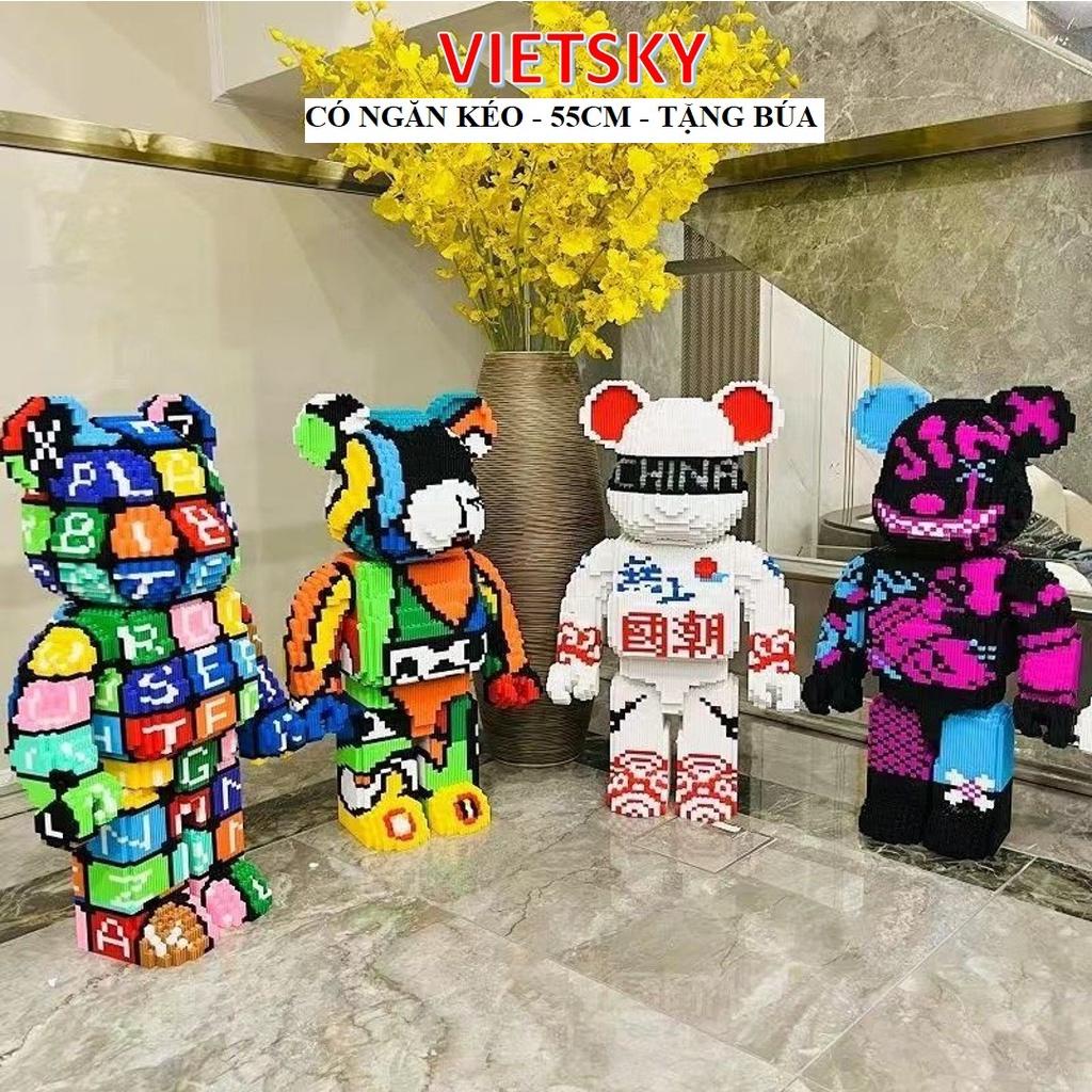 Mô hình lắp ráp gấu bearbrick cỡ lớn 55cm siêu hot xếp hình gấu đáng yêu trang trí decor