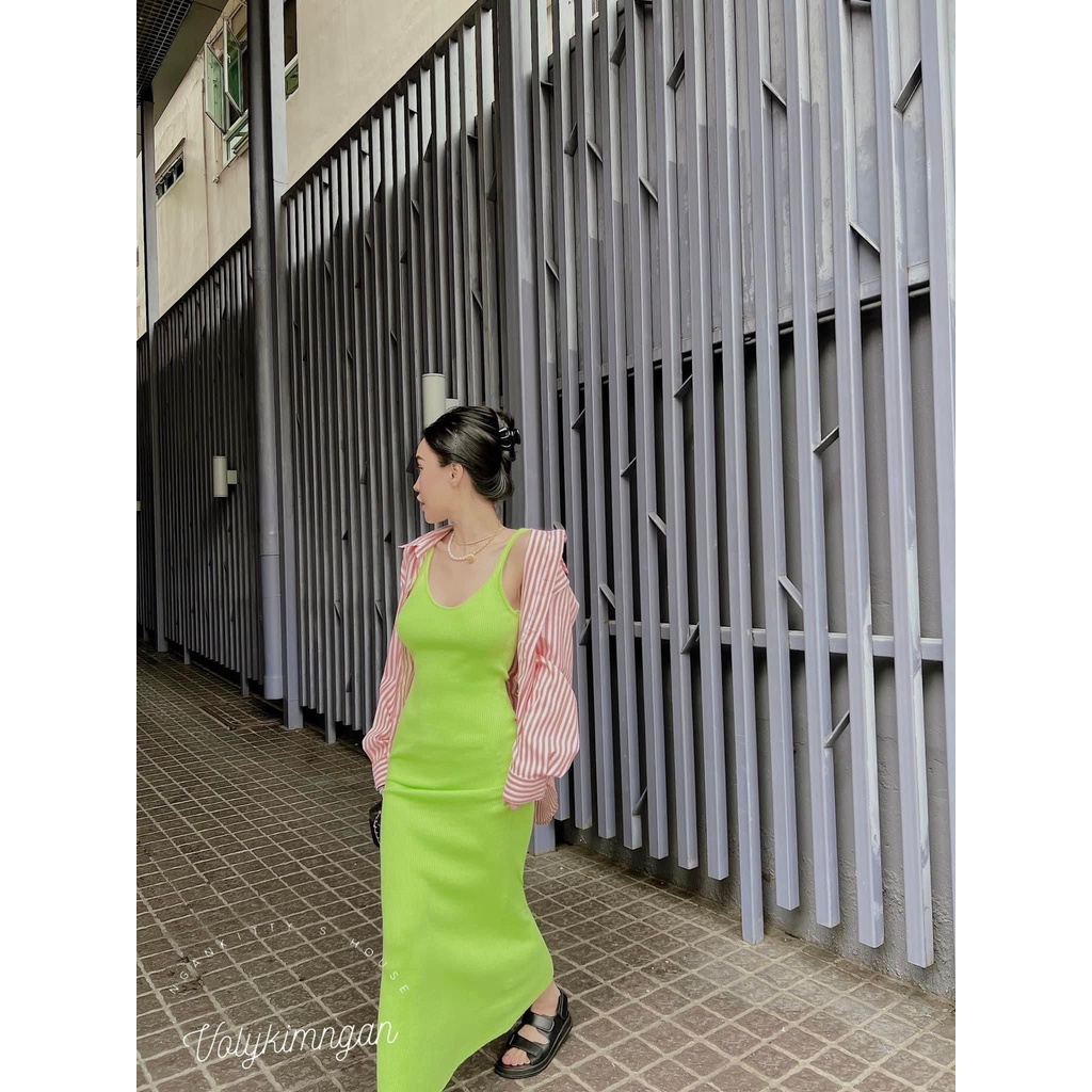 Đầm len body color len tăm