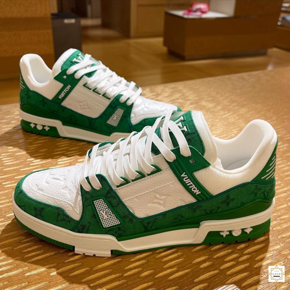 Giày LV trainer, Giày sneaker LV luôn tươi vui xanh, đen, hồng, phối đồ kết hợp giới tính Full Box GL20