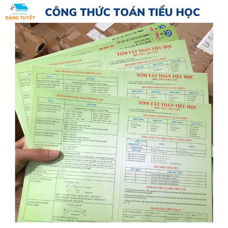 Sách - Công thức toán tiểu học - khổ A4, bìa cán bóng đẹp