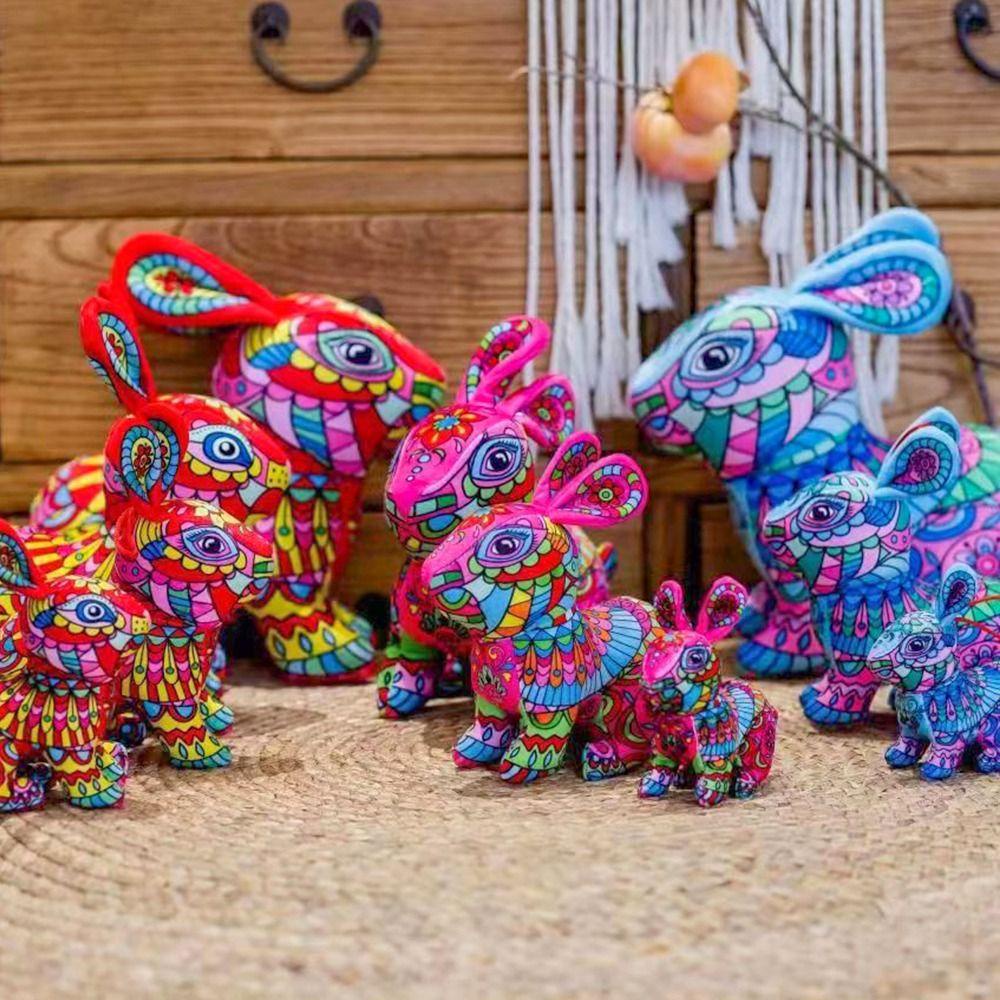 Thú Nhồi Bông Hình Thỏ Màu Cầu Vồng Xinh Xắn Cho Năm Mới