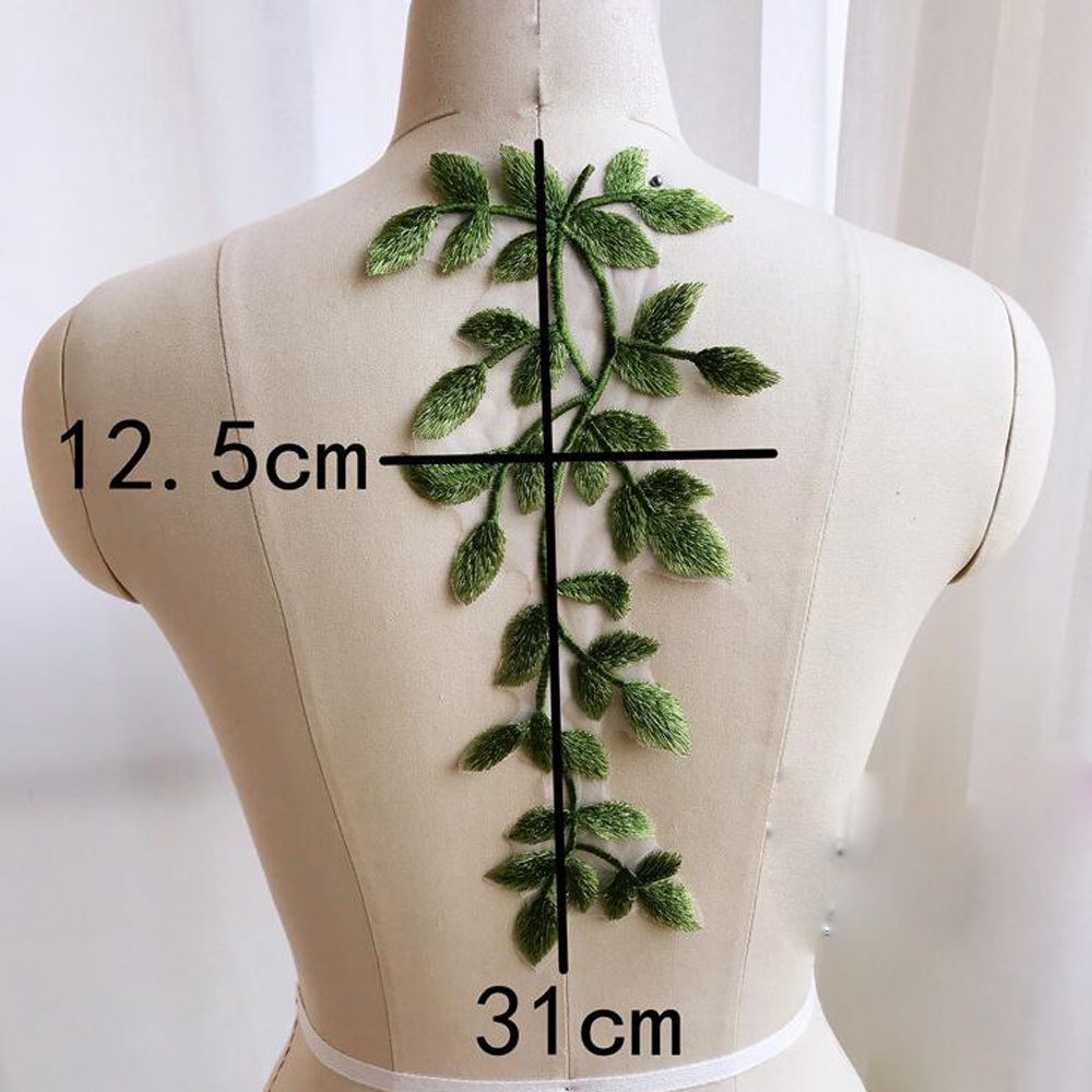 1 Cặp Miếng Vá Quần Áo Ren Hình Lá Xanh 31 * 12CM
