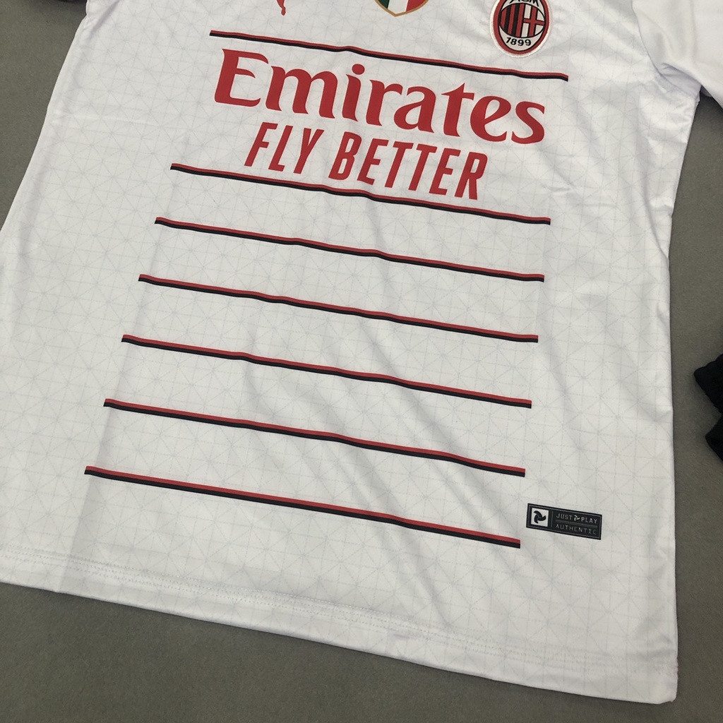Bộ quần áo đá banh AC Milan trắng sân khách FLG JP2023