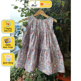 Đầm thiết kế trẻ em 3 tầng hoa nhí chất liệu cotton mềm mại váy cho bé 1 2 3 4 5 6 7 8 9 tuổi thời trang trẻ em Chutbaby