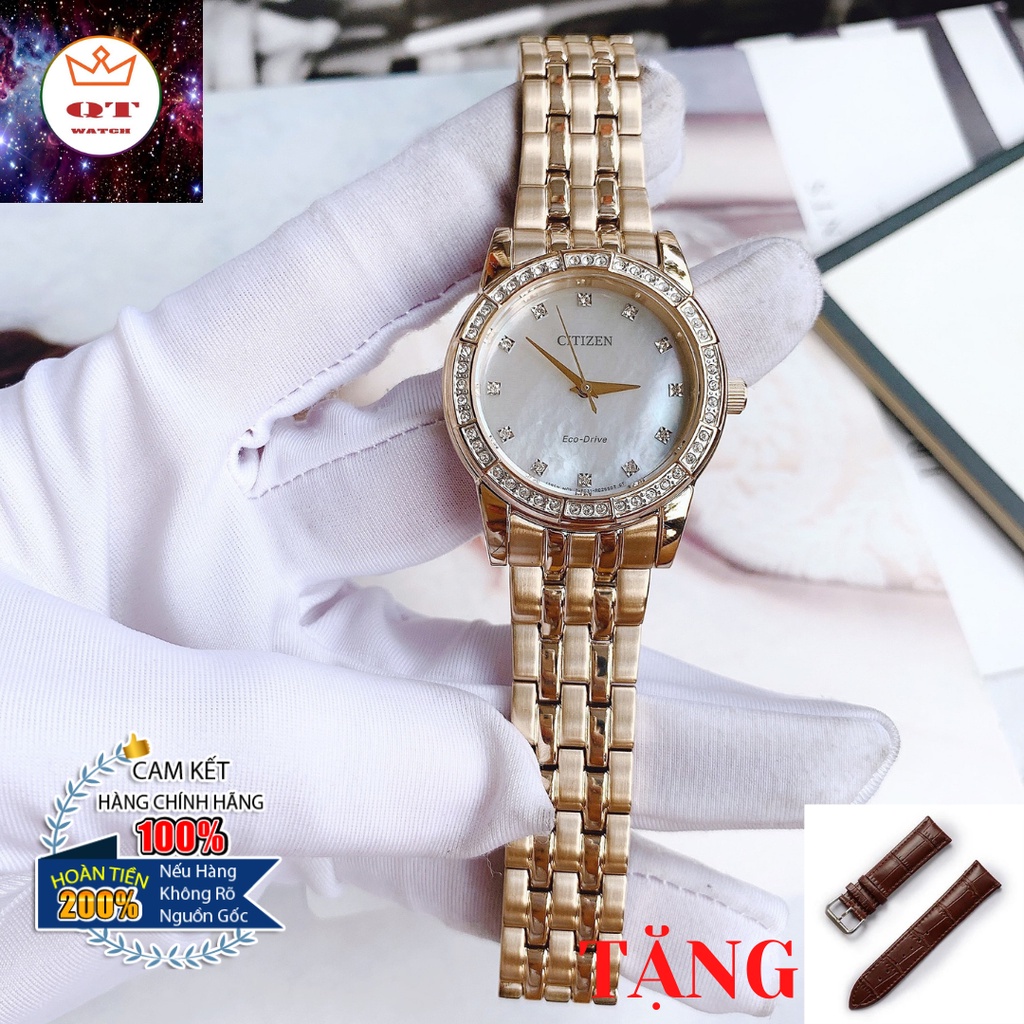 Đồng Hồ Nữ CITIZEN Eco-drive EM0773-54D Chính Hãng Tặng Dây Da Cao Cấp