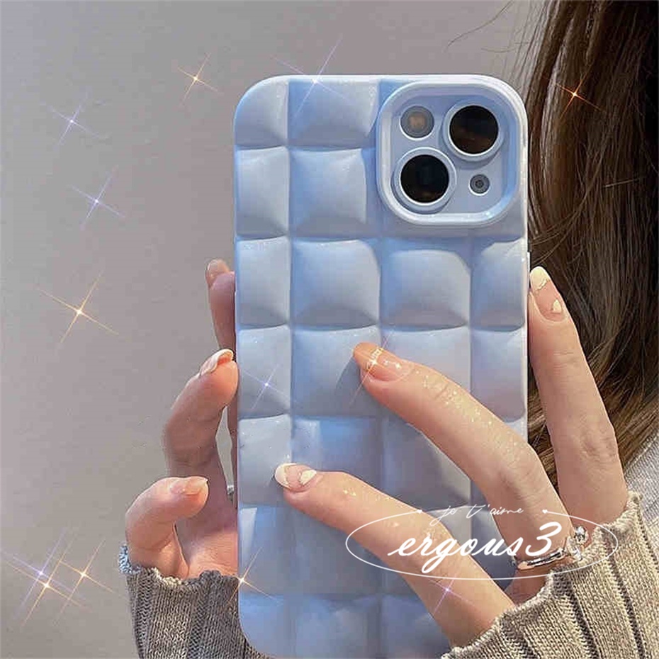 Ốp Điện Thoại Mềm Họa Tiết Caro / Xanh Dương / Xám Đơn Giản Thời Trang Cho iPhone 13 12 11 Pro Max SE2020 X XR Xs Max 7 8 Plus