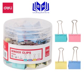 Hộp kẹp sắt màu/ kẹp bướm màu deli 19mm e8555a - 40 cái/hộp đủ màu sắc - 8555