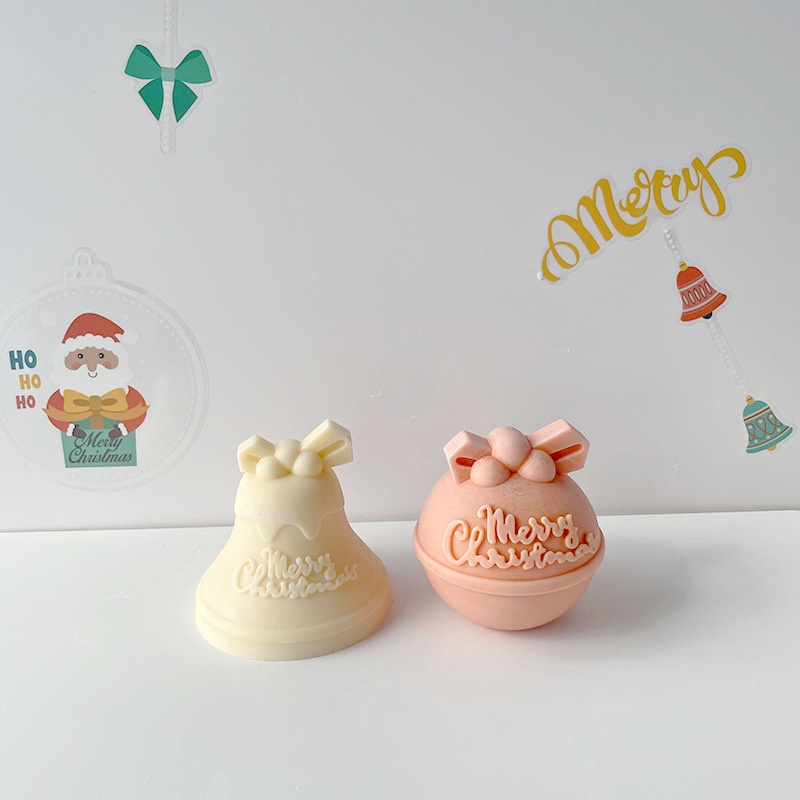 Khuôn silicone Làm Nến Thơm Hình Người Tuyết / Tuần Lộc / Chuông Giáng Sinh diy