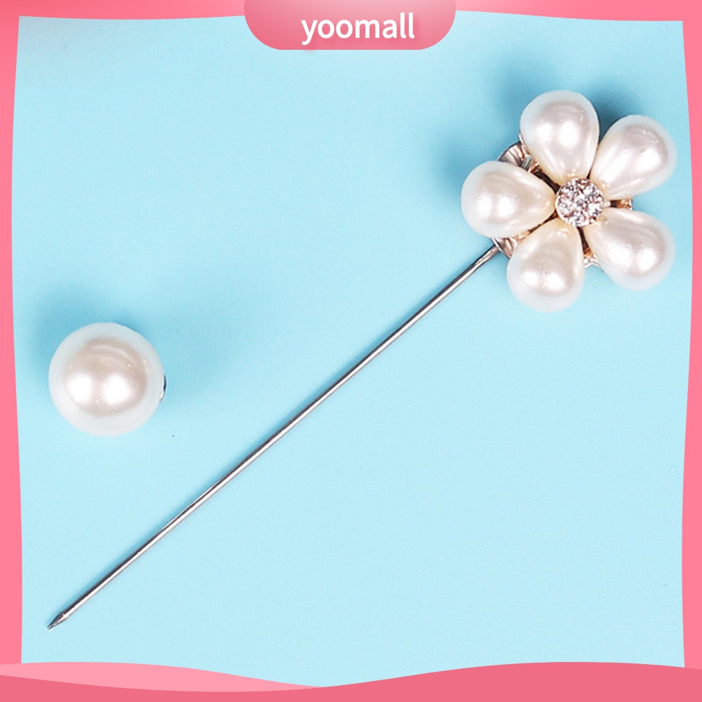 Ghim Cài Áo Hình Bông Hoa Đính Ngọc Trai Giả Thanh Lịch Dành Cho Nữ