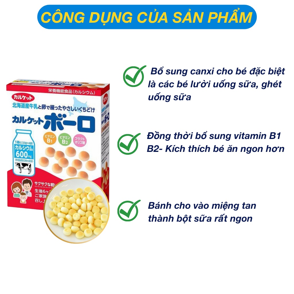 Bánh ăn dặm bi men sữa Calket Boro Nhật Bản hộp 80g [02/2024]