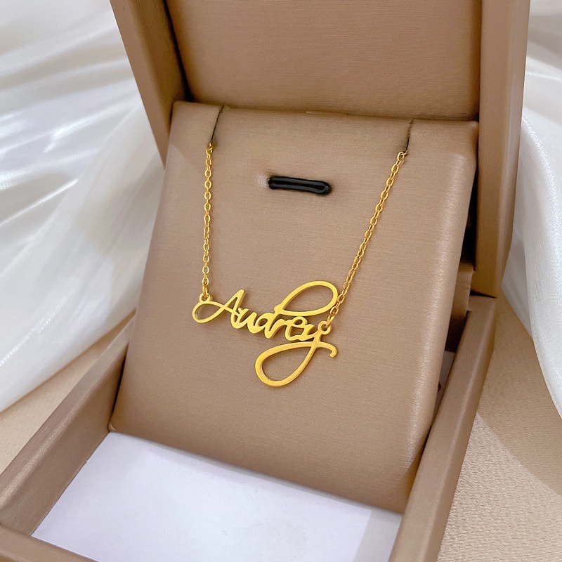 Dây Chuyền Thép Titan Mạ Vàng Mặt Chữ Tiếng Anh Độc Đáo Phong Cách Tối Giản ins Influencer Clavic Cho Nữ